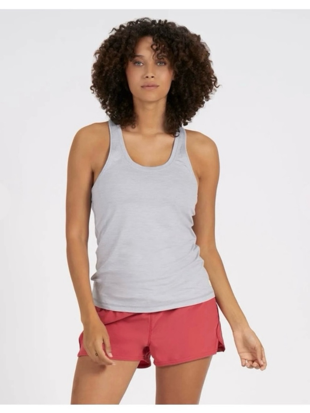 Vuori Lux Performance Racerback Tank Top in Heathered Grey Size S/M